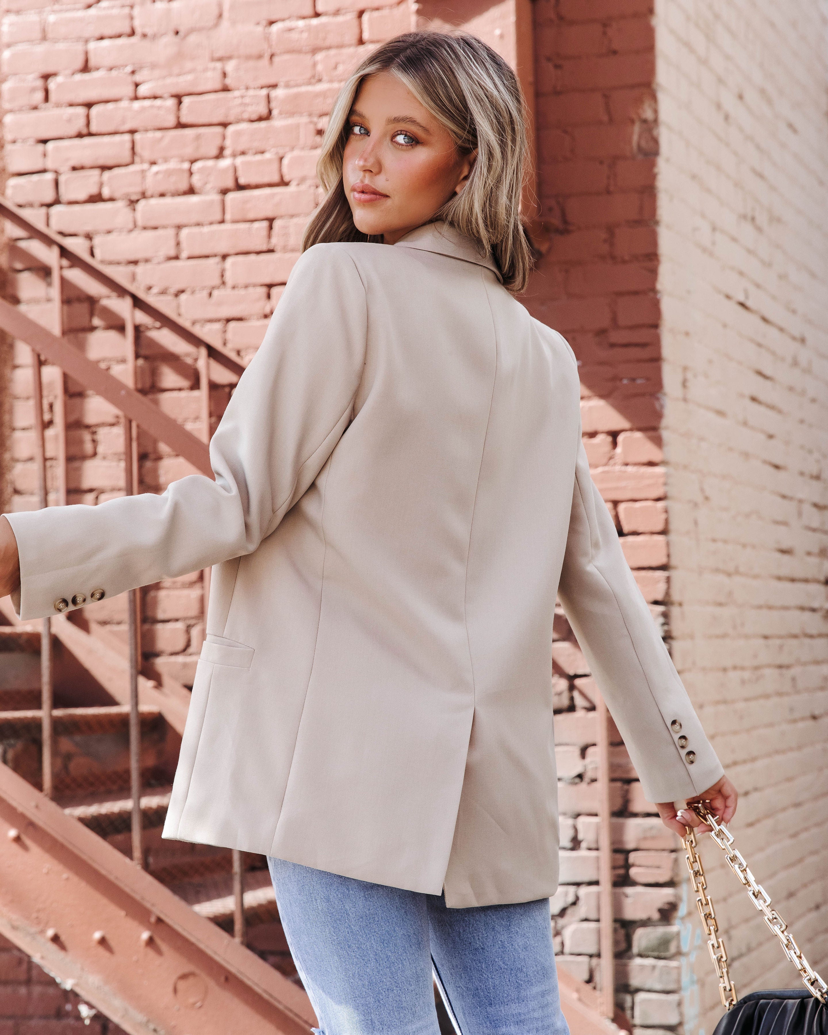 Judy Pocketed Blazer - Light Taupe