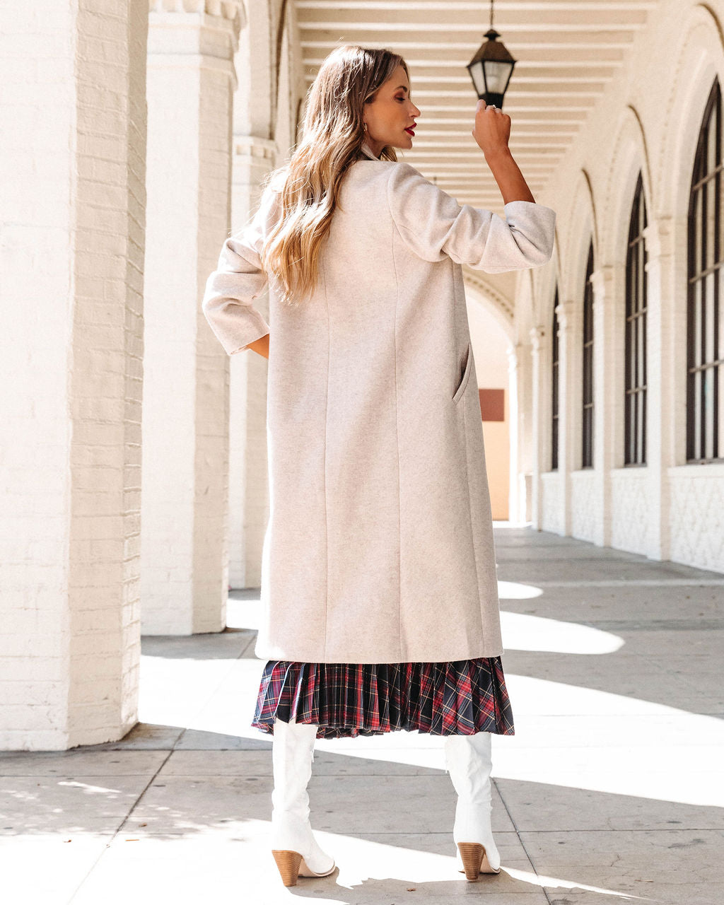 Breezy City Fall Pocketed Coat - Oatmeal