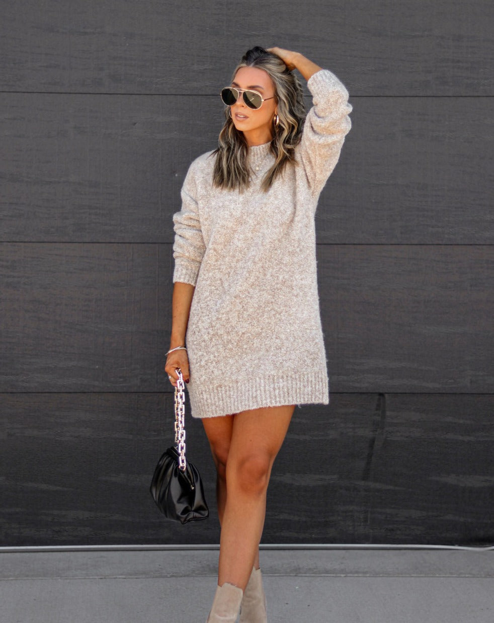 Brooklynn Knit Sweater Dress - Oatmeal