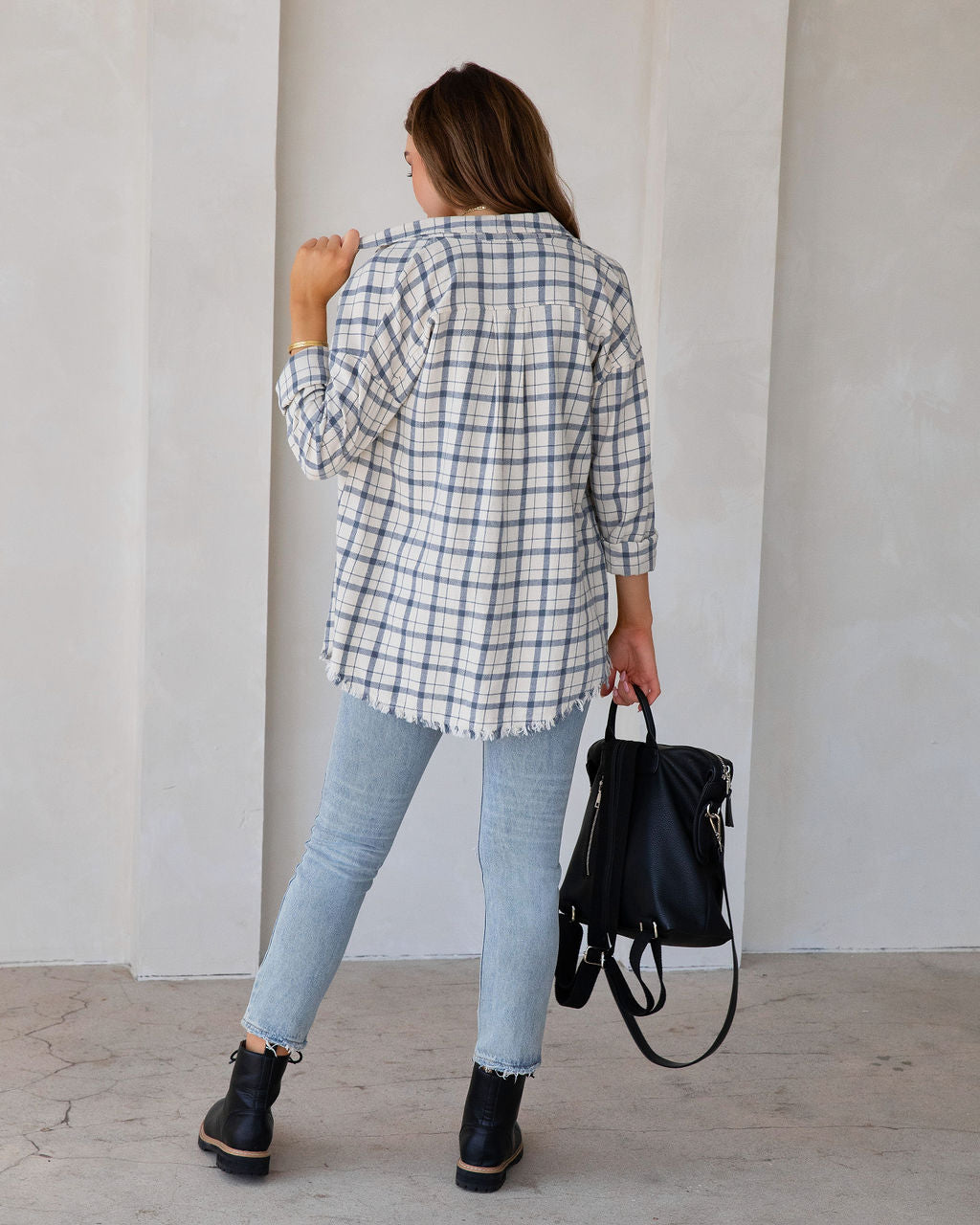 Farmers Market Lightweight Plaid Top - Off White - SALE