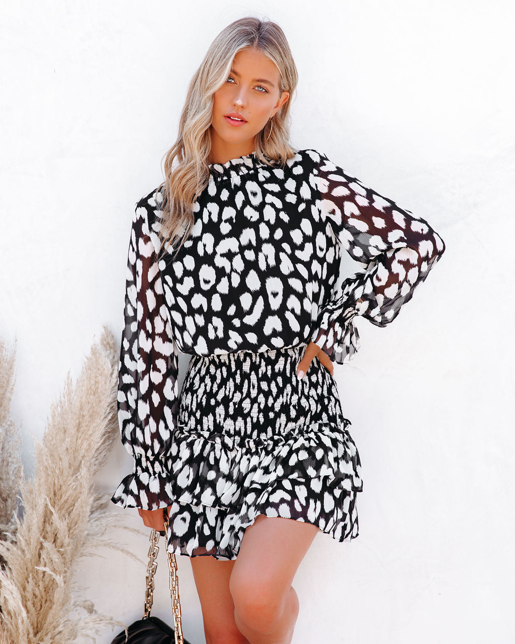Big Bend Leopard Smocked Ruffle Dress - SALE