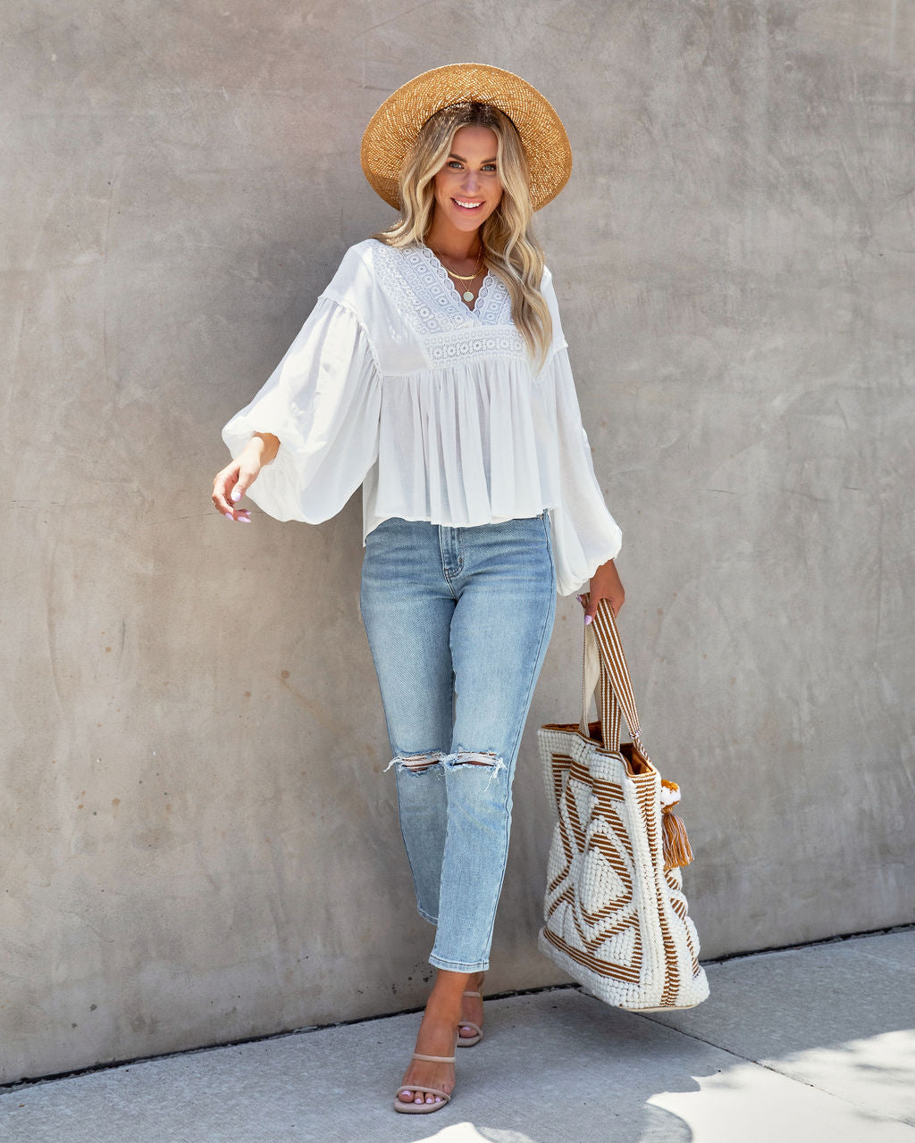 Crescencia Embroidered Top - White - FINAL SALE