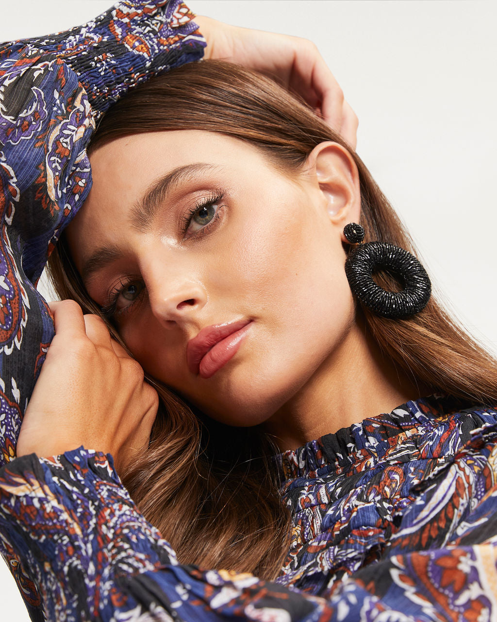 Priscilla Beaded Drop Earrings - Black