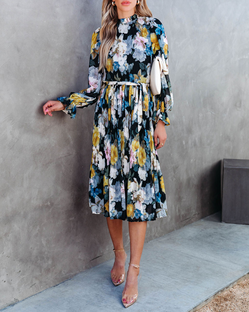 La Dolce Vita Floral Pleated Midi Dress