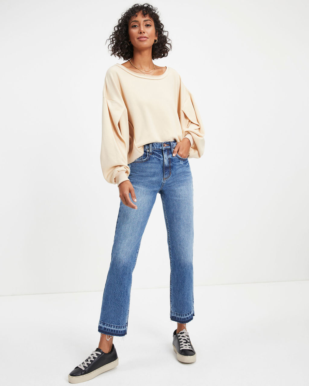 Jerome Knit Dolman Long Sleeve Top - Beige - FINAL SALE