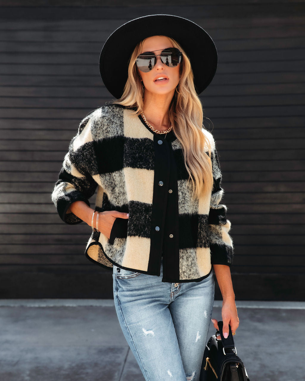 Classic Cozy Plaid Pocketed Jacket - SALE