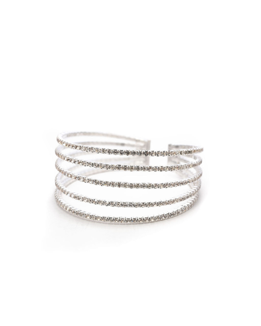 Bella Crystal Cuff Stack - Silver