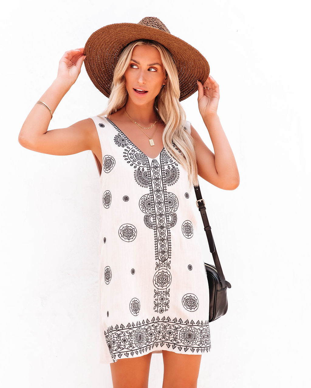 Tenaya Embroidered Shift Mini Dress - FINAL SALE