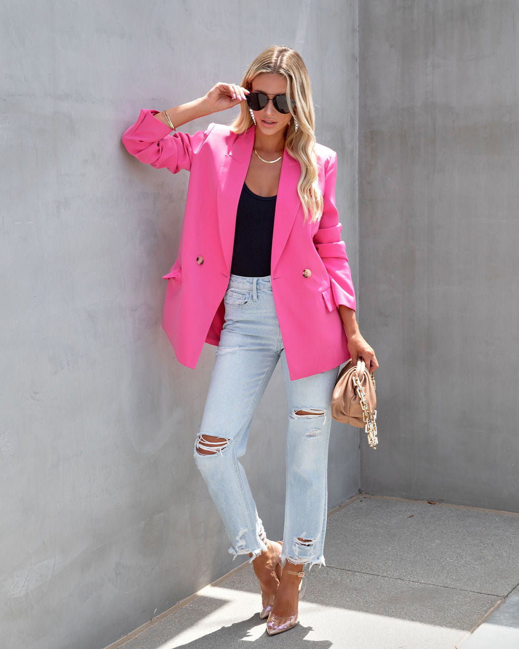 Whinn Pocketed Blazer - Pink - FINAL SALE