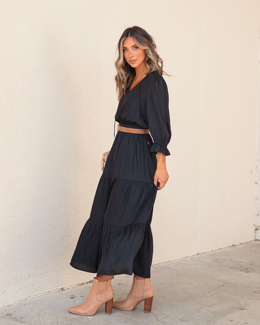 La Vie Boheme Tiered Maxi Dress - Black