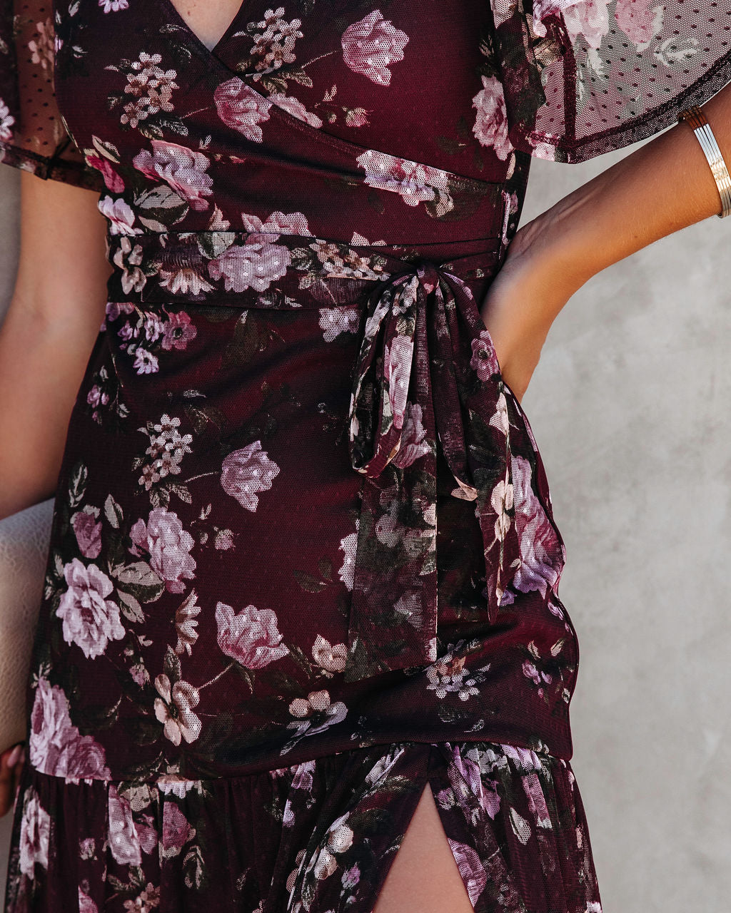 Fallen Romance Floral Ruffle Midi Dress