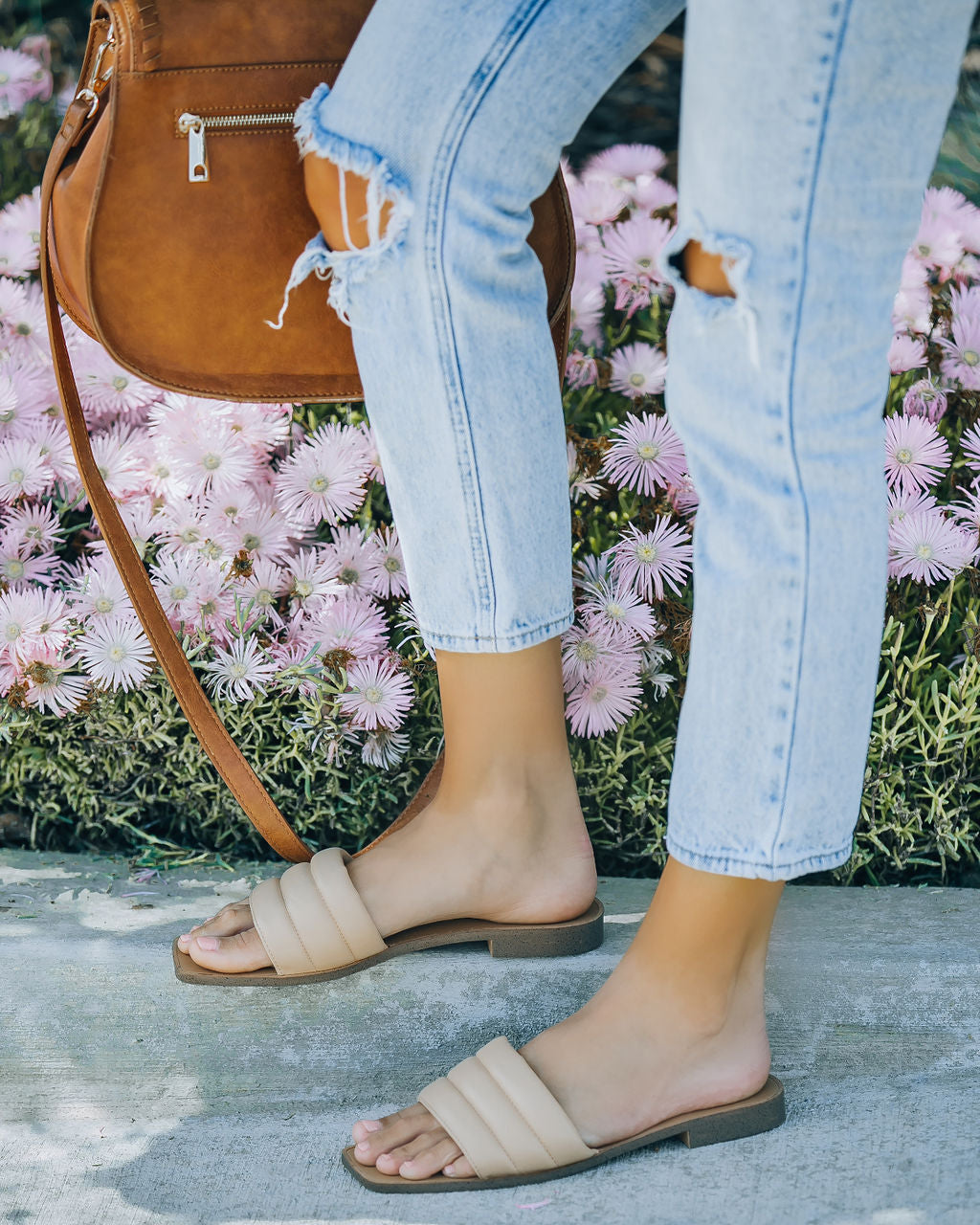 Skye Padded Square Toe Sandal - Nude - FINAL SALE