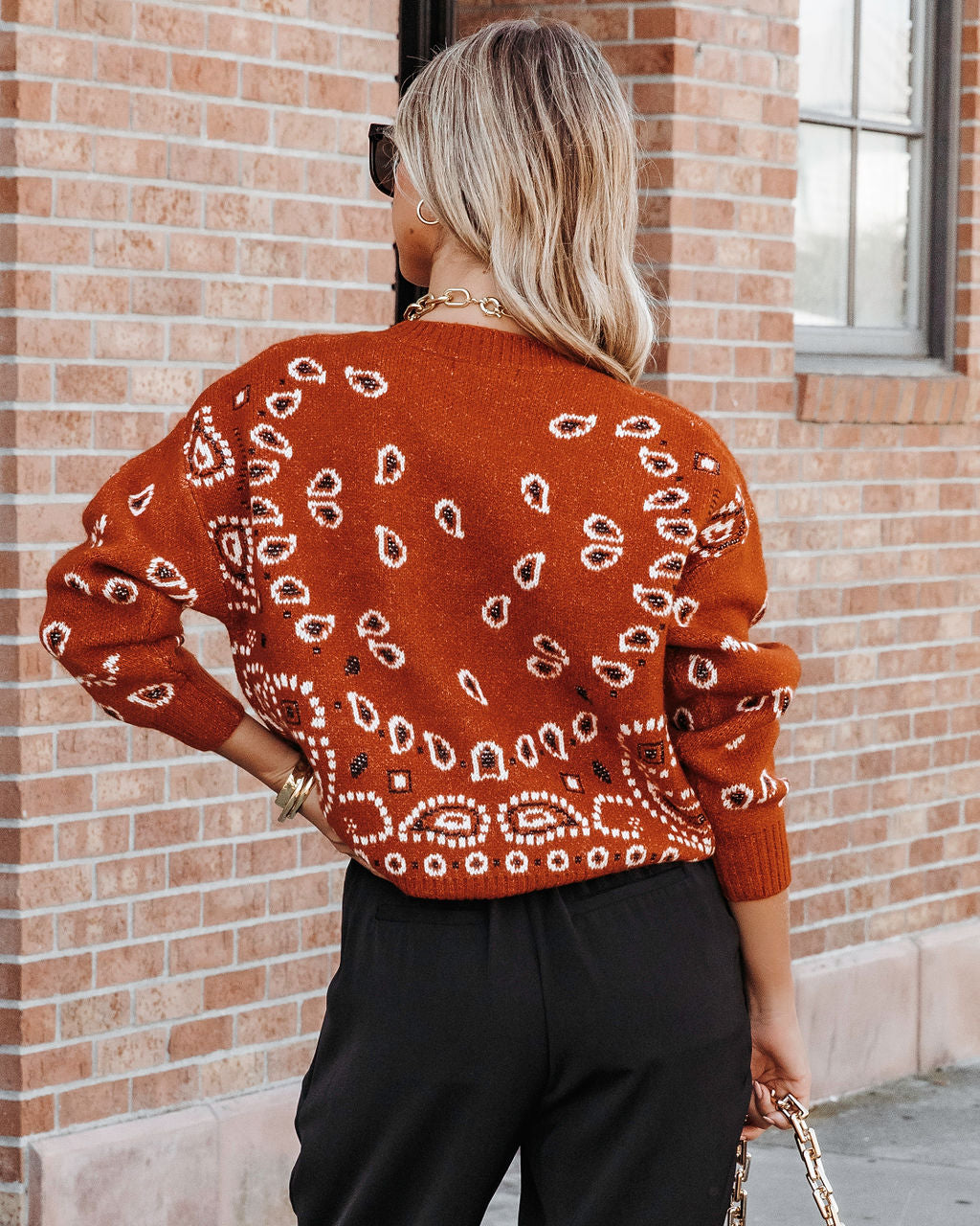 Southern Comfort Bandana Pullover Sweater - Rust