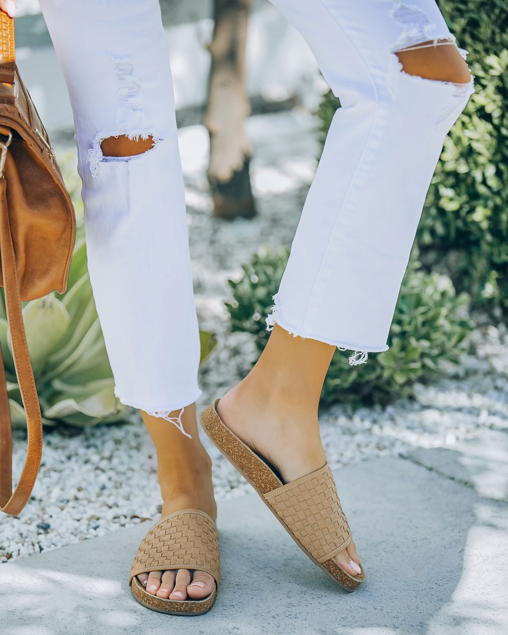 Zoelle Woven Faux Leather Slide Sandal - Natural - FINAL SALE