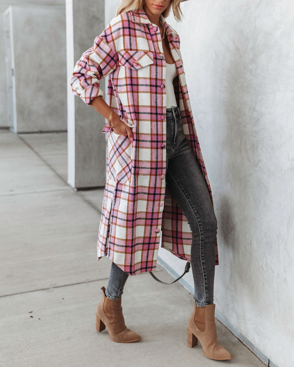 Catarina Plaid Pocketed Jacket
