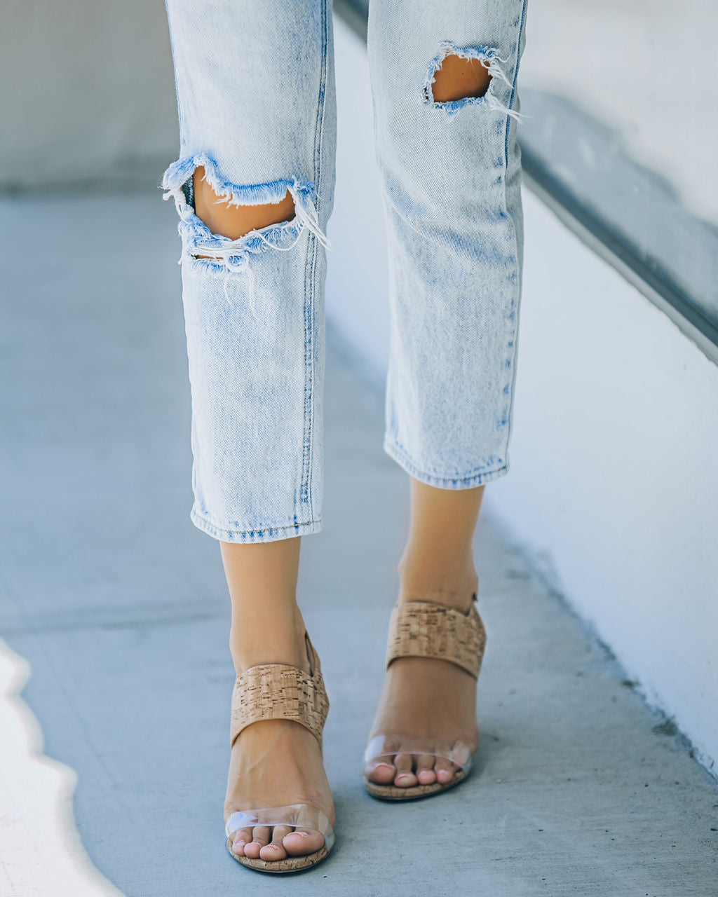 Napa Clear Strap Heeled Cork Sandal - FINAL SALE