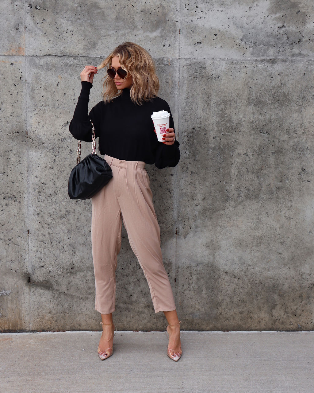 Mountain Lover Turtleneck Knit Pullover Sweater - Black