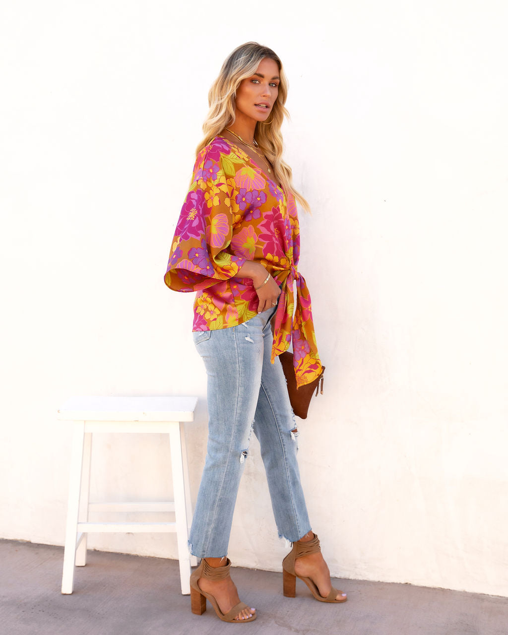 Maui Vibes Satin Front Tie Top - FINAL SALE