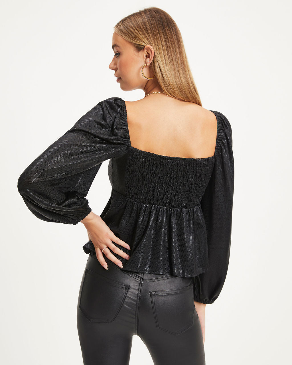 Truthfully Happy Drape Long Sleeve Top - Black
