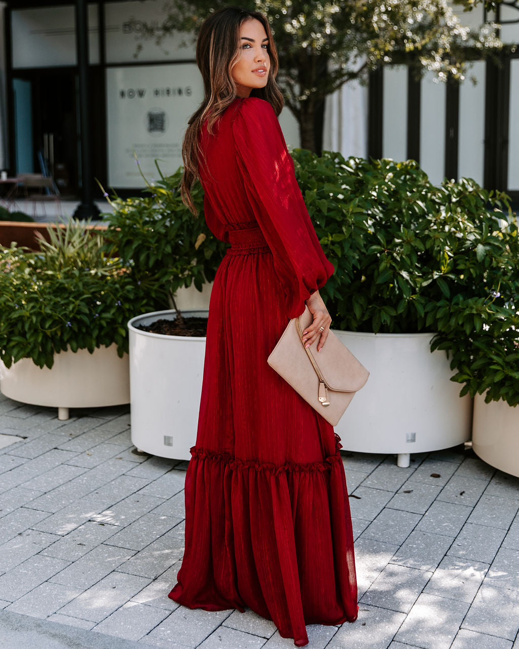 This Thing Called Love Smocked Balloon Sleeve Maxi Dress - Burgundy