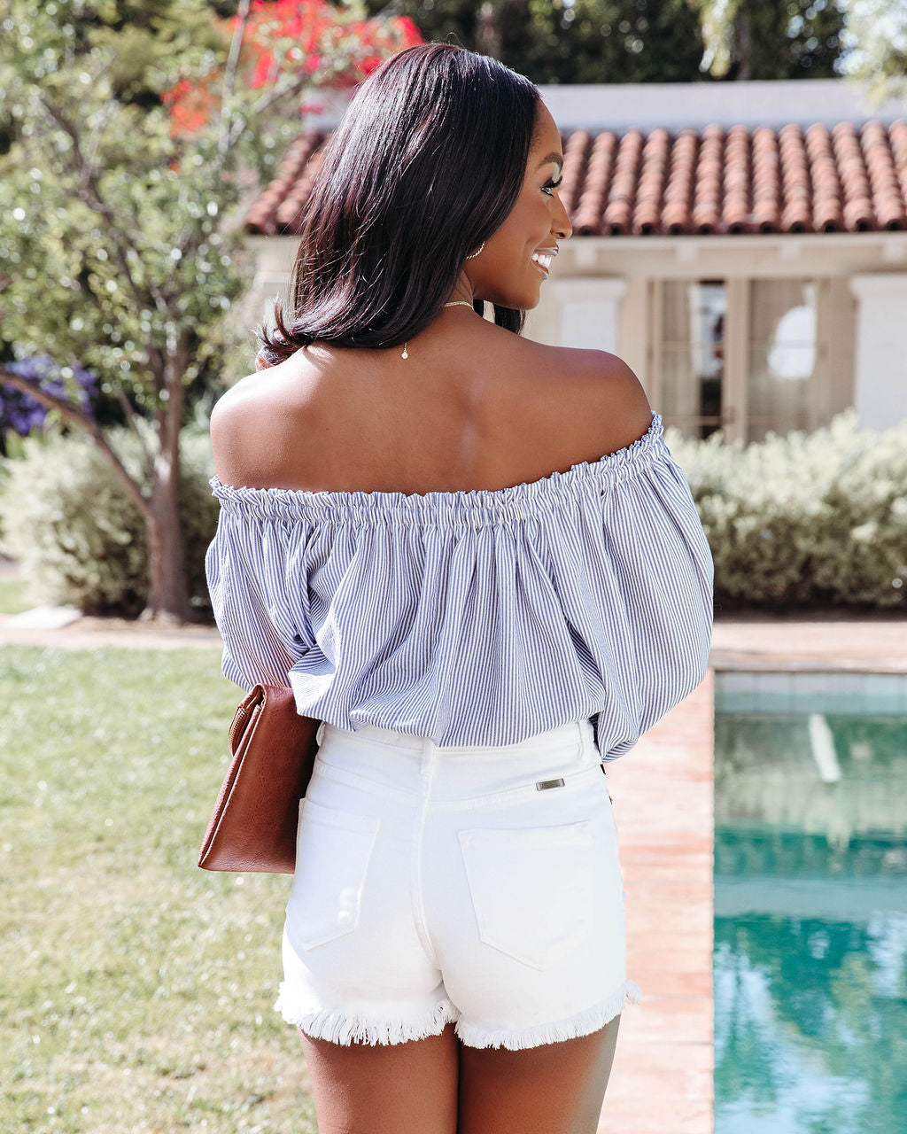 Toronto Striped Off The Shoulder Crop Top - FINAL SALE