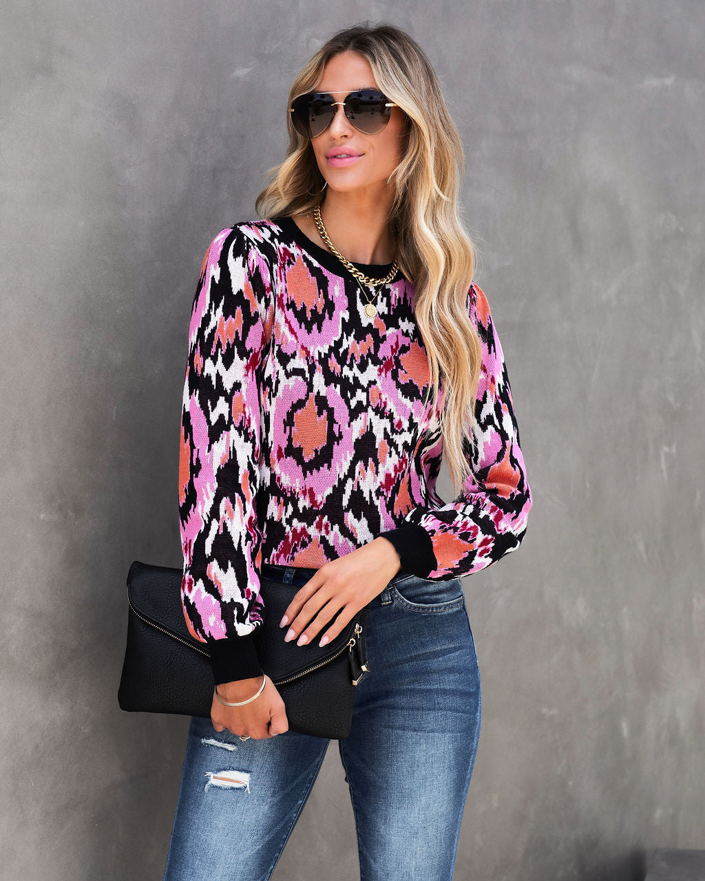 Zoe Printed Pullover Sweater - SALE
