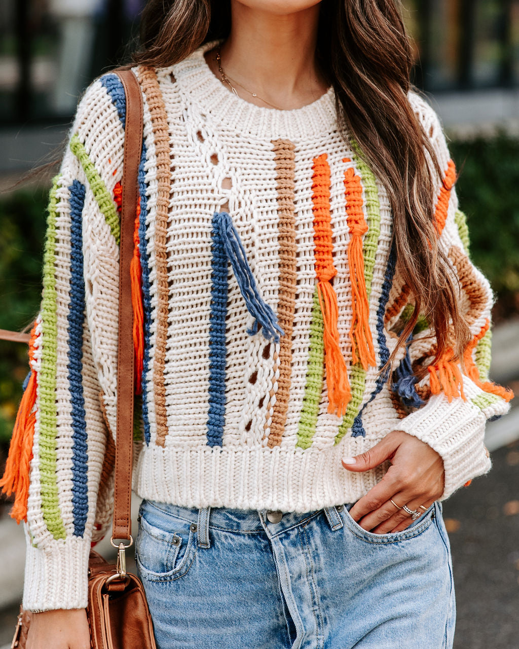 5 Shades Of Autumn Knit Fringe Sweater