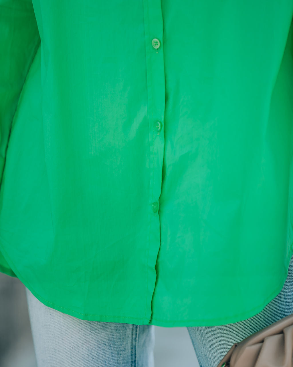 La Brisa Button Up Cotton Top - Kelly Green - SALE