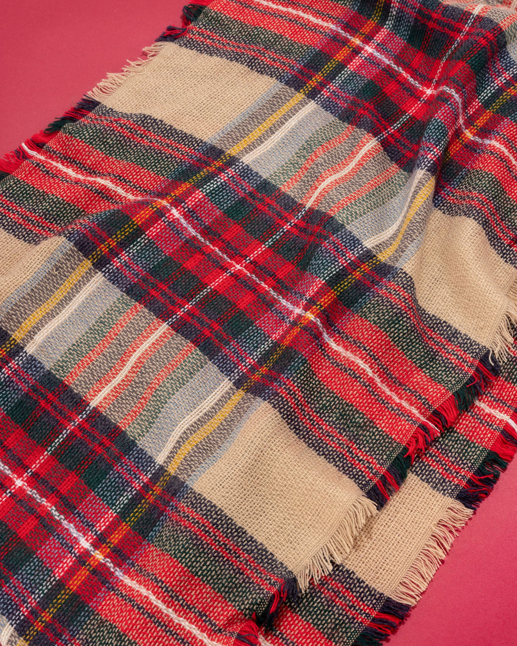 Oxford Plaid Frayed Infinity Scarf