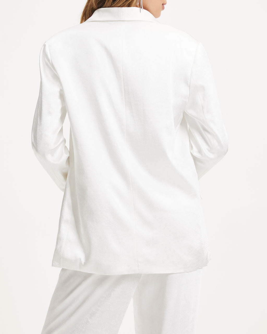 Jonelle Pocketed Satin Blazer - White
