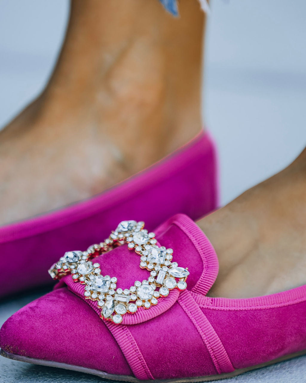 Vanderpump Embellished Faux Suede Flats - Pink