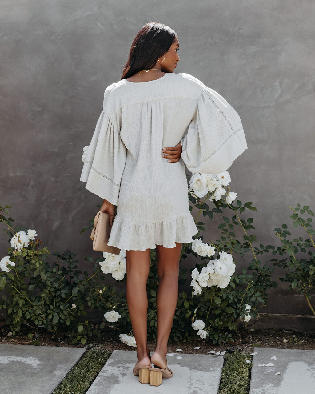 Kiwi Cotton Soft Crinkled Tassel Dress - Sage - FINAL SALE