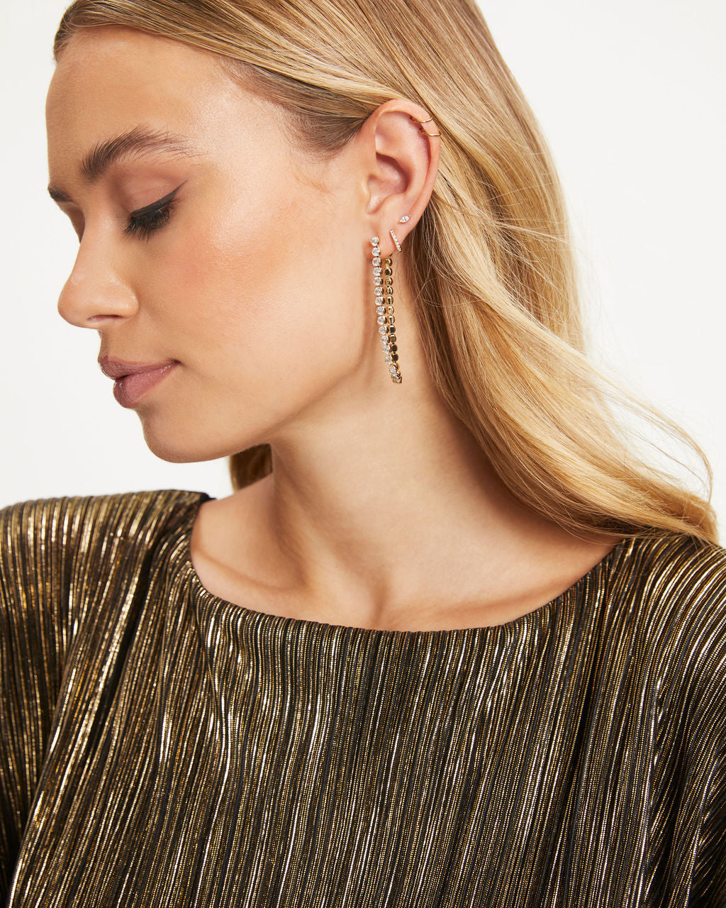 Presley Crystal Drop Earrings - Gold