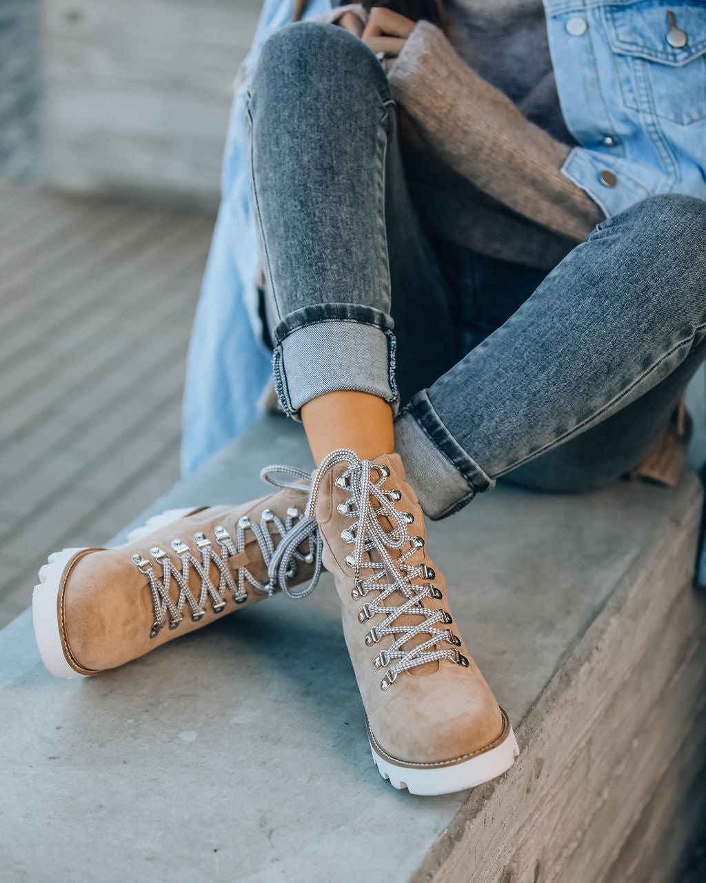 Arlene Faux Suede Lace Up Boot