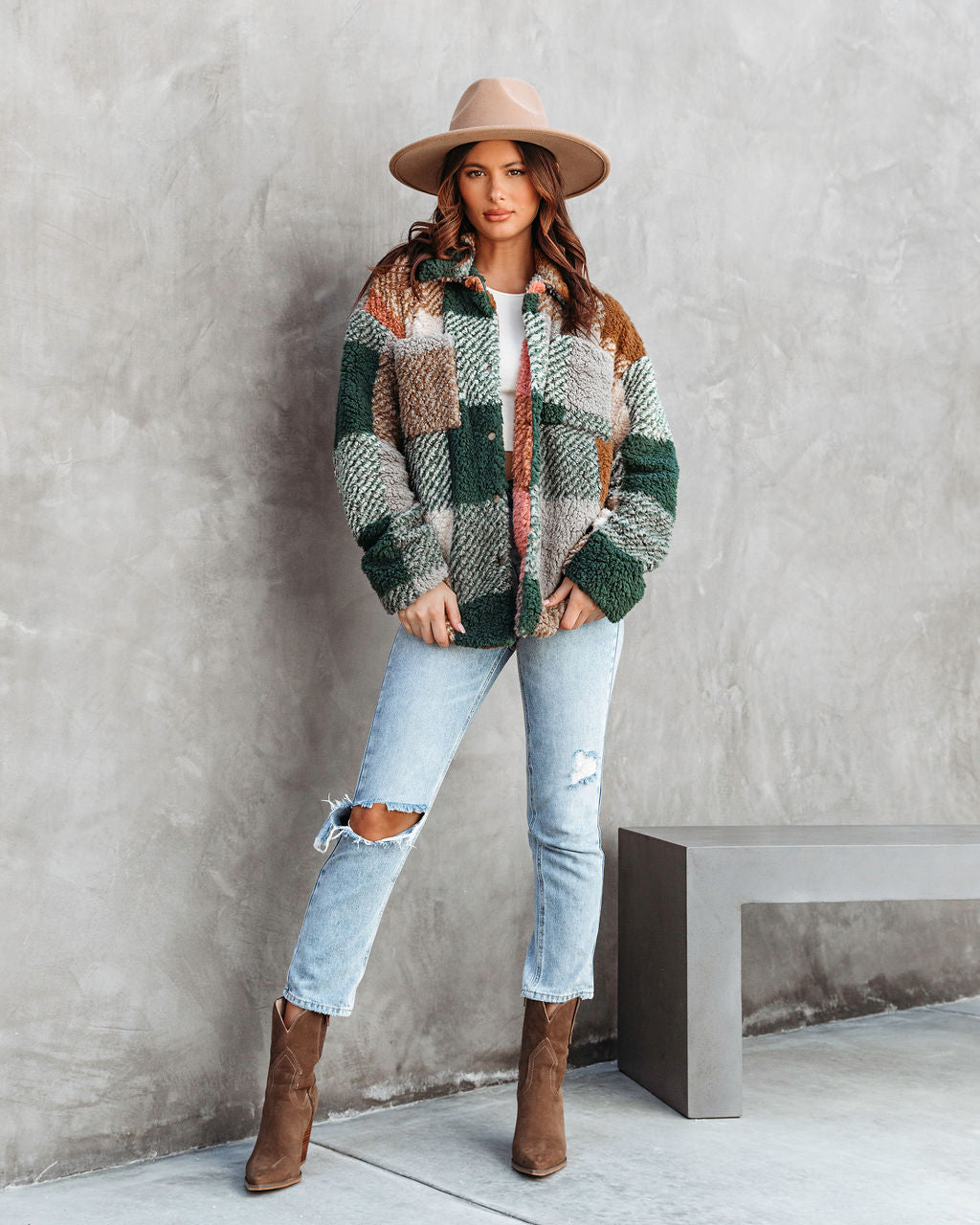Enzo Plaid Teddy Jacket