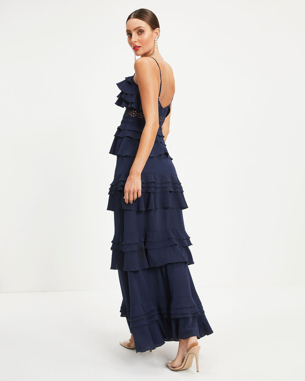 Beautiful Surprise Tiered Ruffle Maxi Dress - Navy