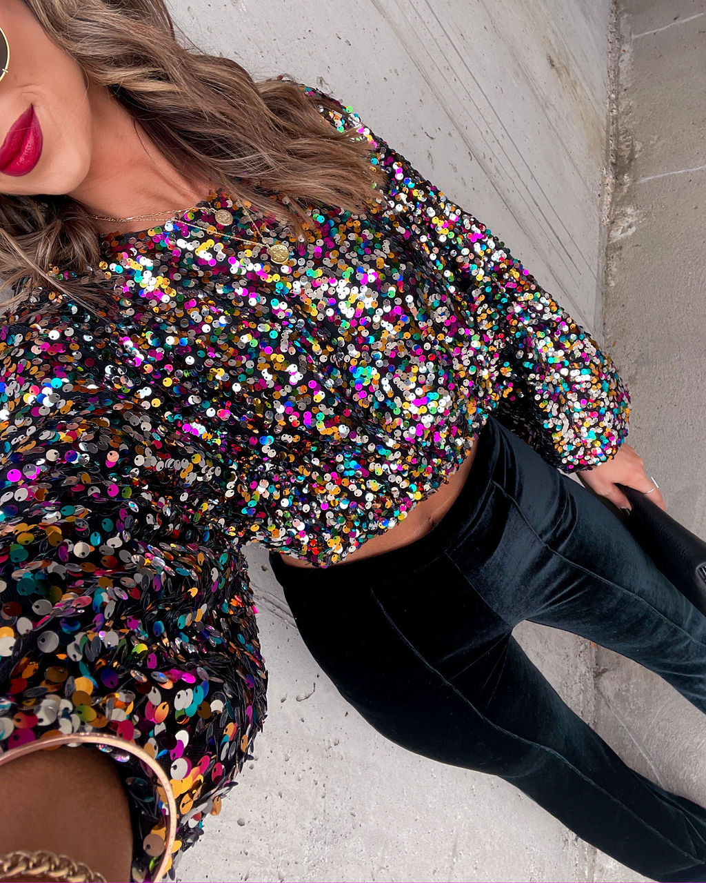 Always A Celebration Sequin Crop Top
