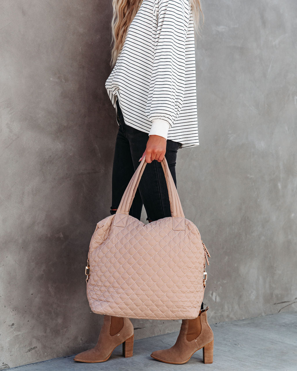 Wanderlust Quilted Weekender Bag - Nude