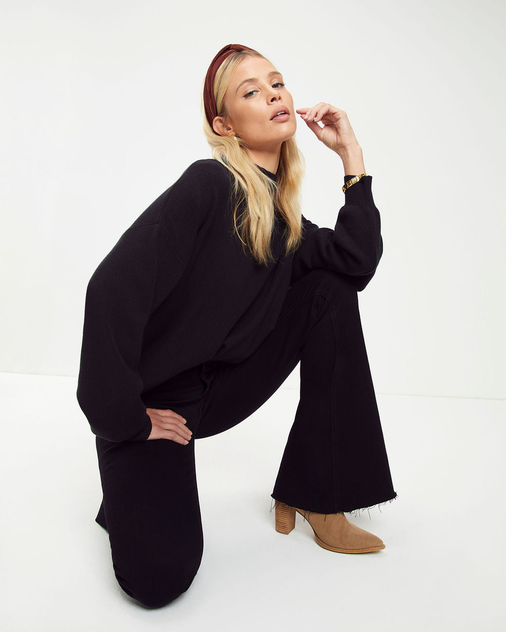 Parkin Mock Neck Knit Sweater - Black