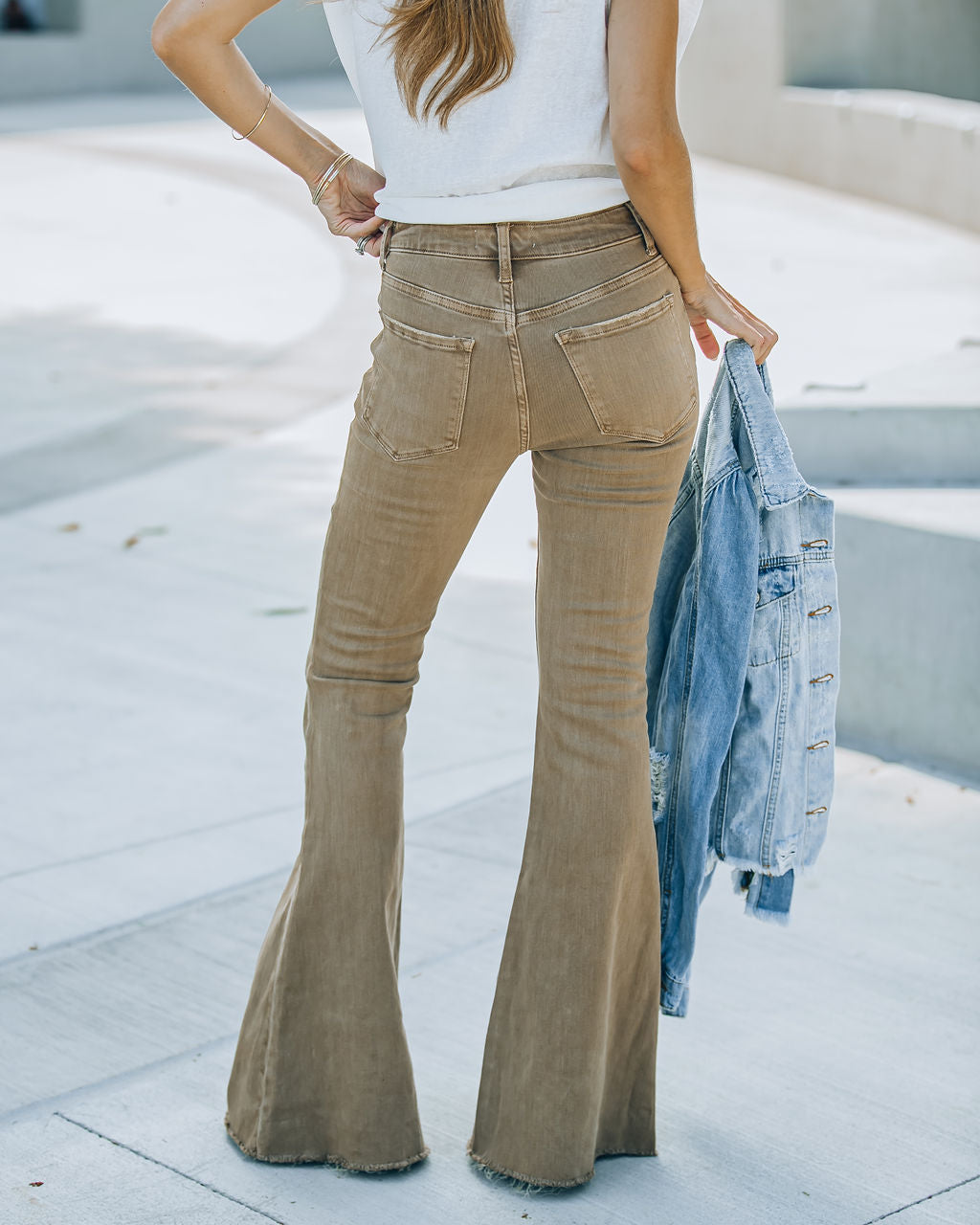 Autumn High Rise Bell Bottom Denim - Mocha