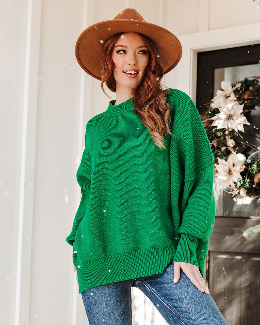 Elouise Knit Oversized Pullover Sweater - Green