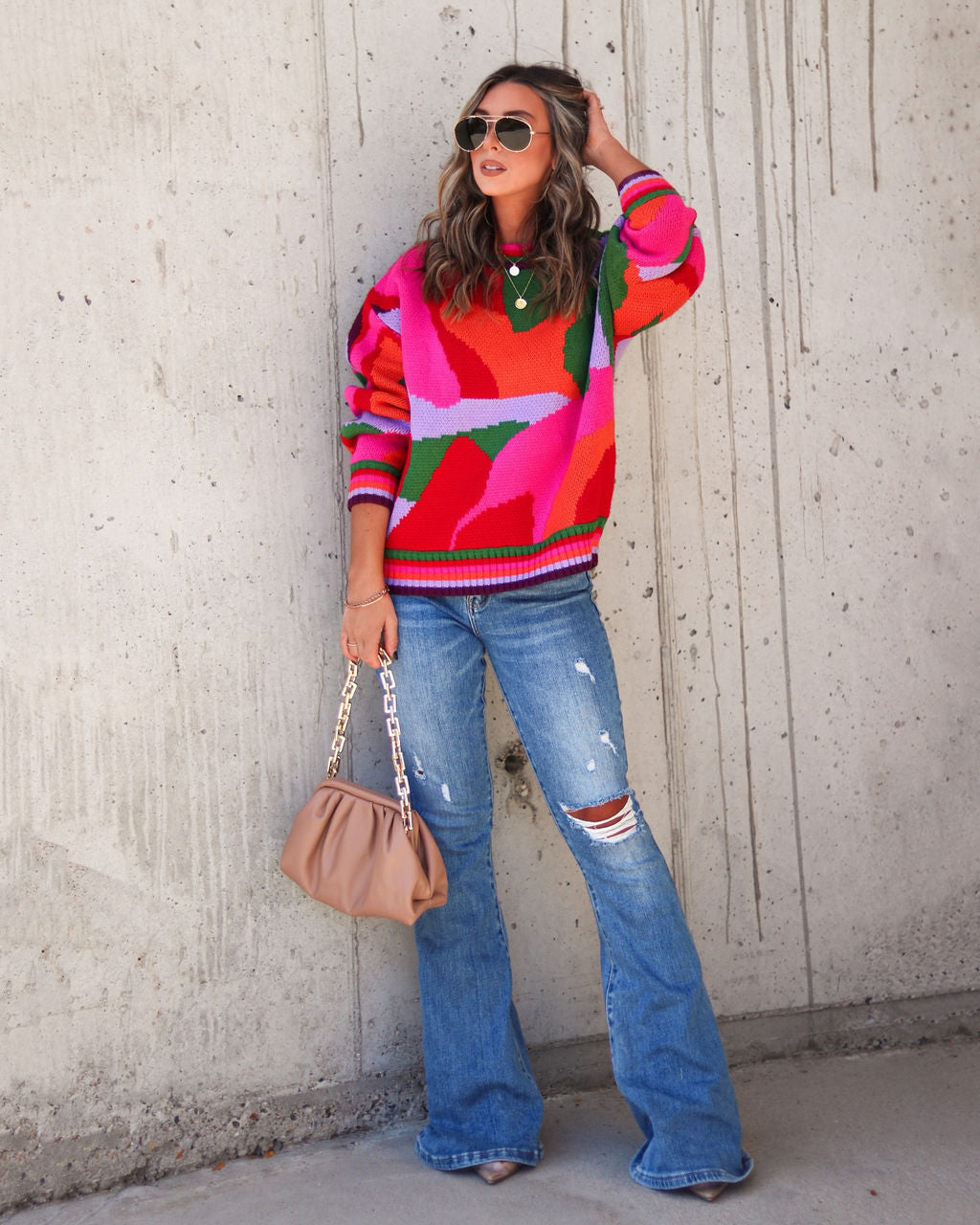 Girl From Rio Printed Knit Pullover Sweater