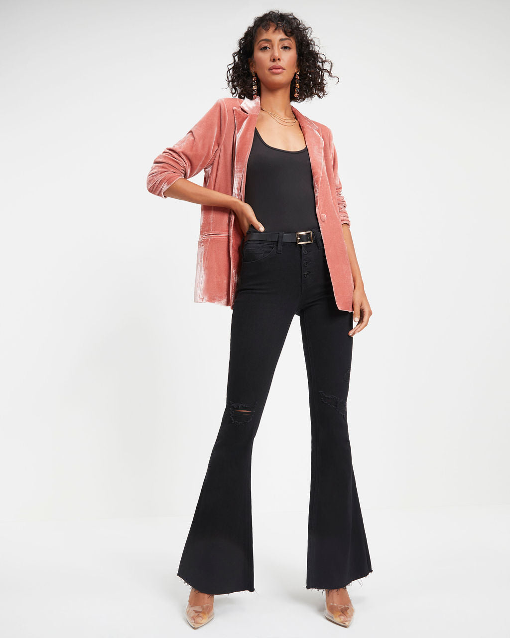 Katherina Velvet Blazer - Rose