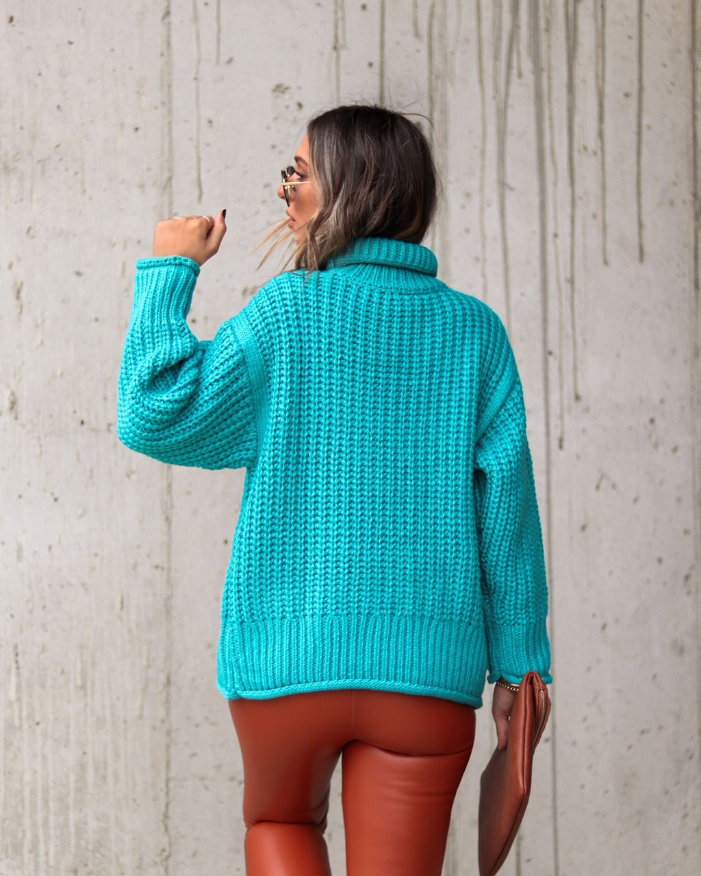 Connie Turtleneck Knit Sweater - Teal