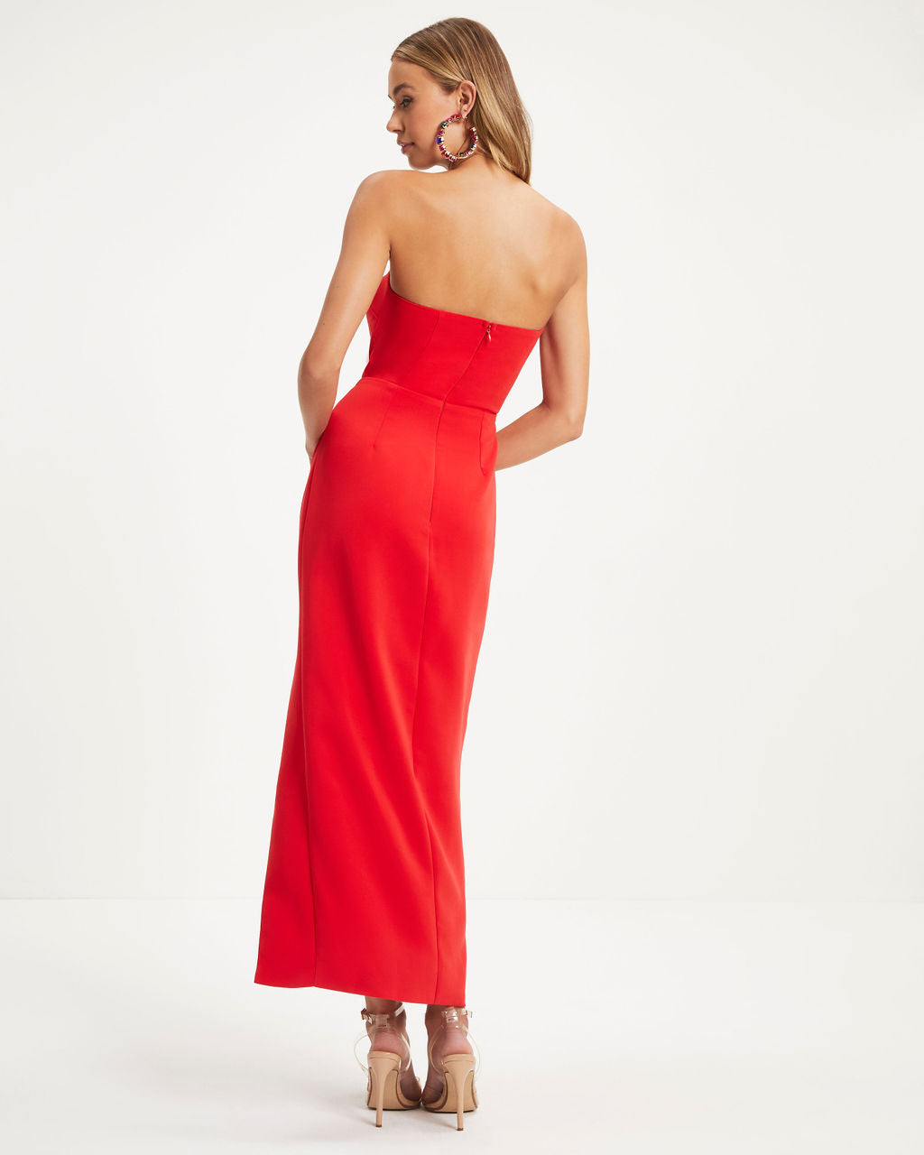 Love And Prosperity Strapless Side Slit Maxi Dress - Red