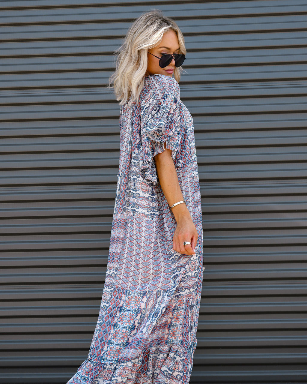 Joleen Patchwork Chiffon Maxi Dress
