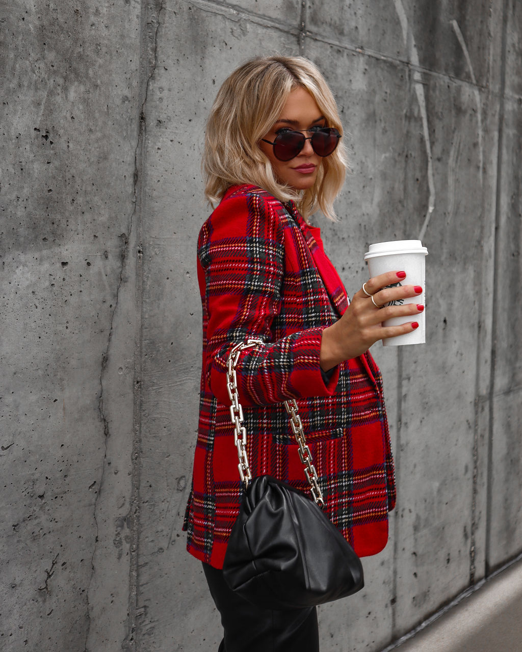 Eve Pocketed Plaid Blazer