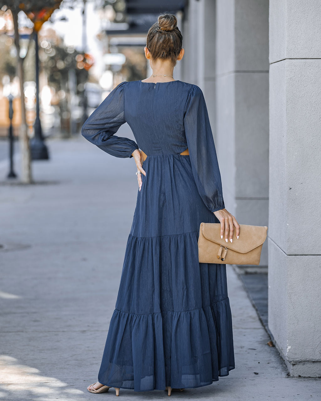 Halston Cutout Maxi Dress - Navy
