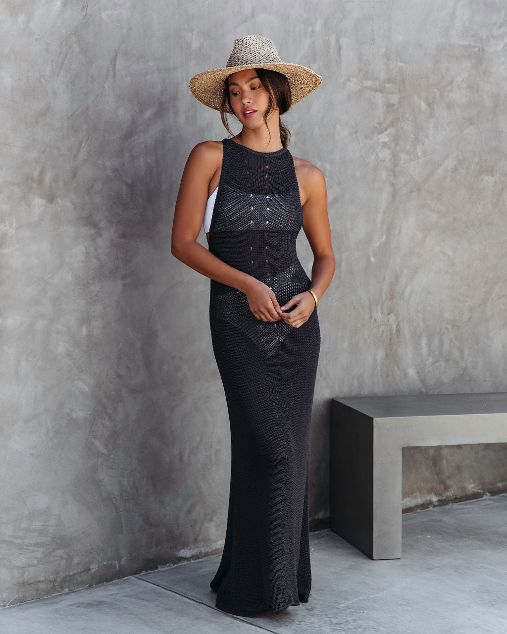 Maui Knit Maxi Dress - Charcoal - SALE