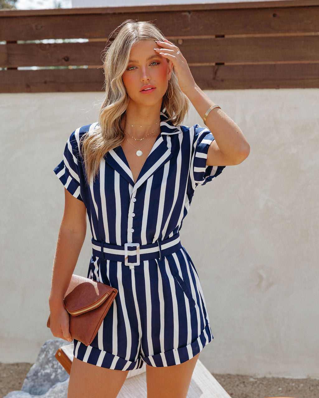 Set Sail Pocketed Belted Romper - FINAL SALE